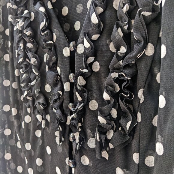 Black & White Polka Dot Short Sleeve Shirt Macy's INC International - Picture 2 of 6